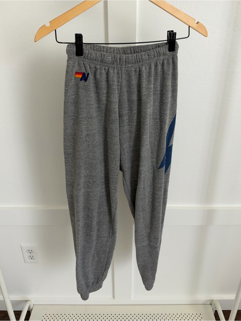Aviator Nation Blue Lightning Bolt Grey Sweatpants